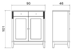 Björkman senkki 90 cm, 2 laatikkoa / 2 ovea