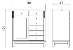 Björkman senkki 90 cm, 7 laatikkoa / 1 ovi