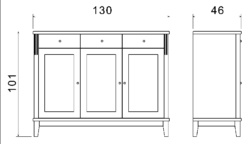 Björkman senkki 130 cm, 3 laatikkoa / 3 ovea