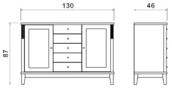 Björkman senkki 130 cm, 5 laatikkoa / 2 ovea